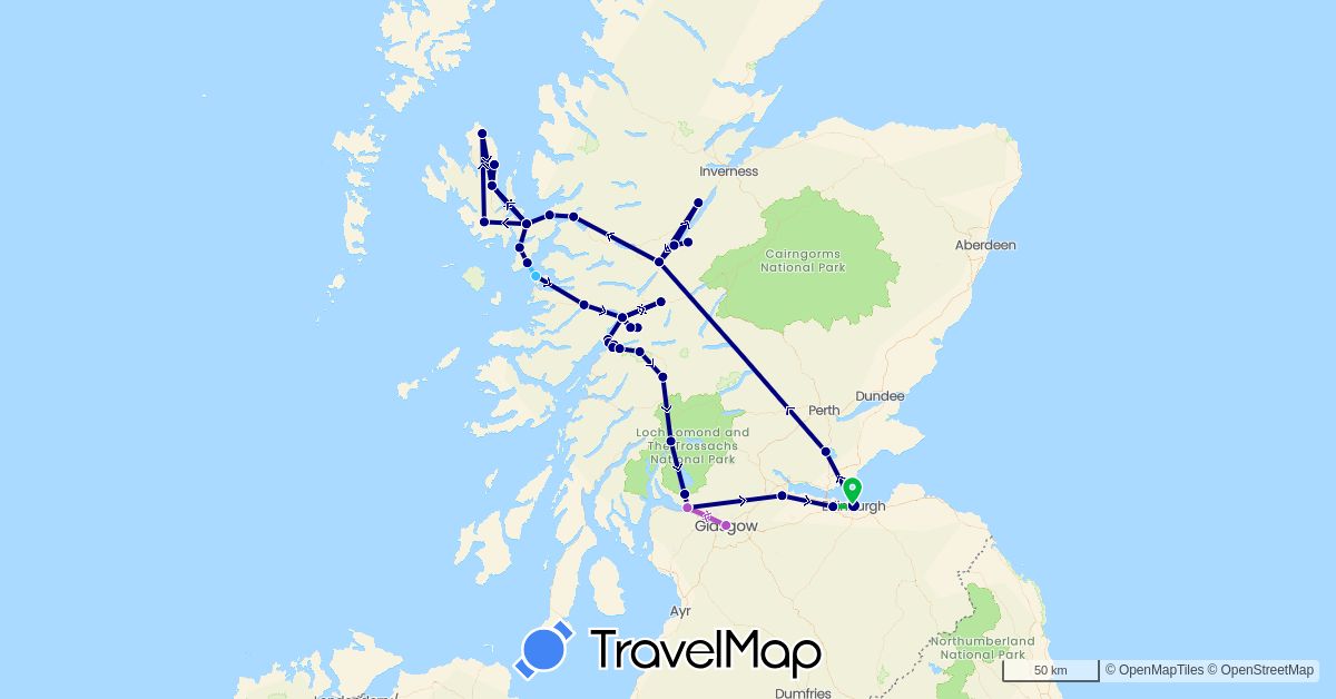 TravelMap itinerary: driving, bus, train, boat in United Kingdom (Europe)